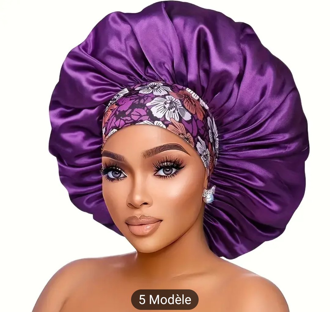 Bonnet de nuit en satin Purple lady